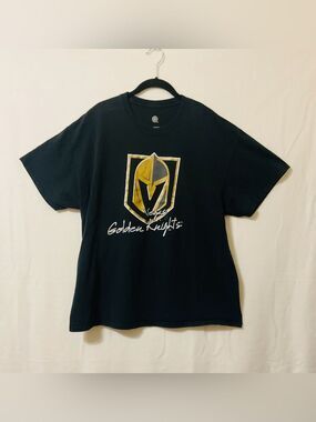Vegas Golden Knights NHL Hockey Graphic T-Shirt Men's XL Black Gold Shield Logo